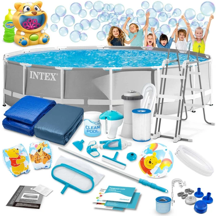 Басейн каркасний 21в1 INTEX 26720, 427 х 107 см + машина для створення бульбашок