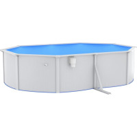 Бассейн каркасный овальный vidaXL 490 x 360 x 120 см, белый + насос с песочным фильтром + стремянка.
