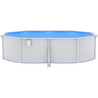 Бассейн каркасный овальный vidaXL 490 x 360 x 120 см, белый + насос с песочным фильтром + стремянка.
