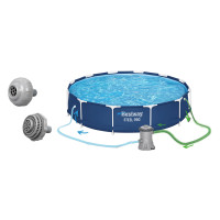 Бассейн каркасный 16в1 Bestway 56681 366 x 76 см + машина для создания пузырей