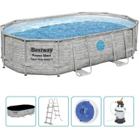 Бассейн каркасный овальный Bestway Power Steel 488x305x107 см серый