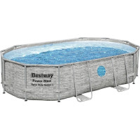 Басейн каркасний овальний Bestway Power Steel 488x305x107 см, сірий