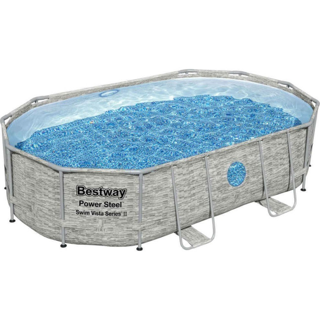 Бассейн каркасный овальный Bestway Power Steel 488x305x107 см серый