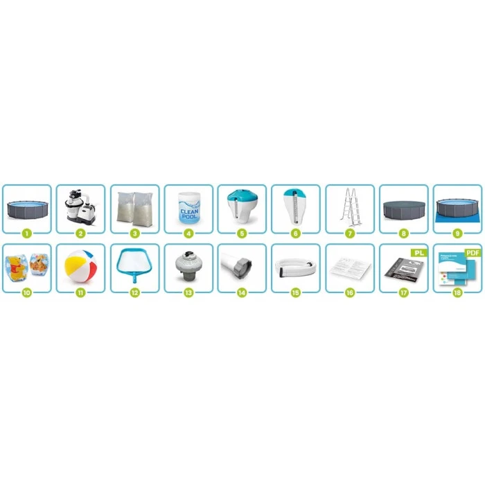 Бассейн каркасный панельный 18в1 Intex 26384 478 × 124 см