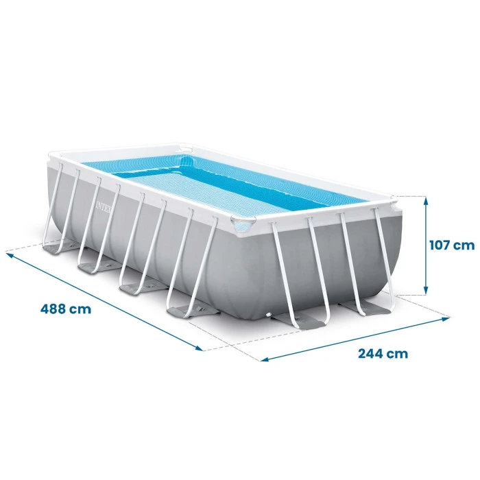 Басейн каркасний прямокутний 18в1 INTEX 26792, 488 x 244 x 107 см, сірий