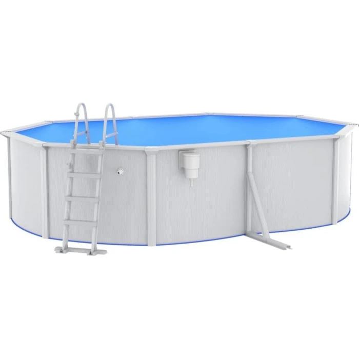 Бассейн каркасный овальный vidaXL 490 x 360 x 120 см, белый + стремянка.