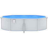 Бассейн каркасный овальный vidaXL 490 x 360 x 120 см, белый + стремянка.