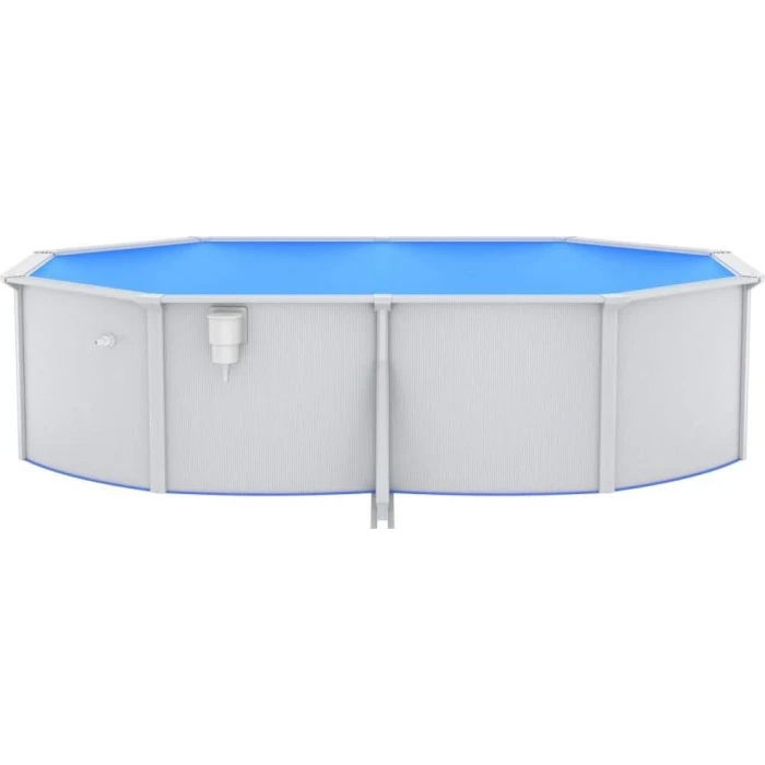 Бассейн каркасный овальный vidaXL 490 x 360 x 120 см, белый + стремянка.