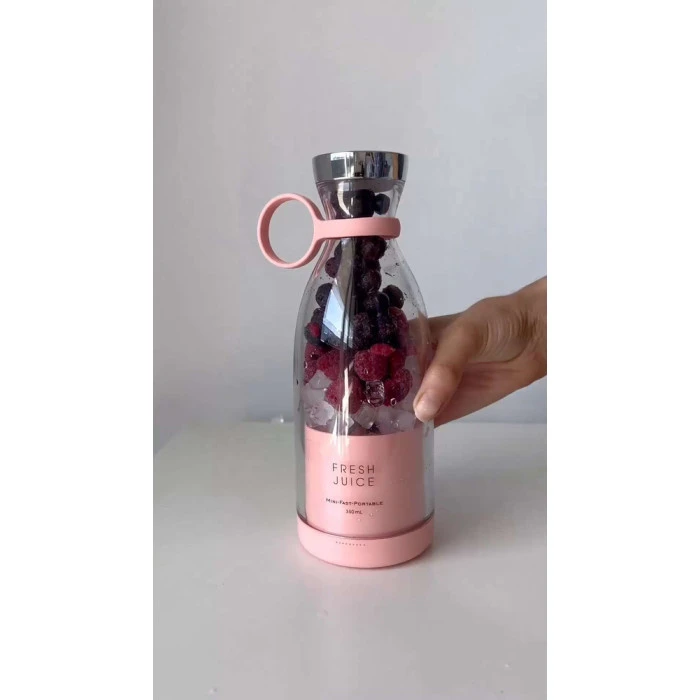 Портативный беспроводной мини блендер для полосы Prime Sport FRESH JUICE - 350 мл, розовый