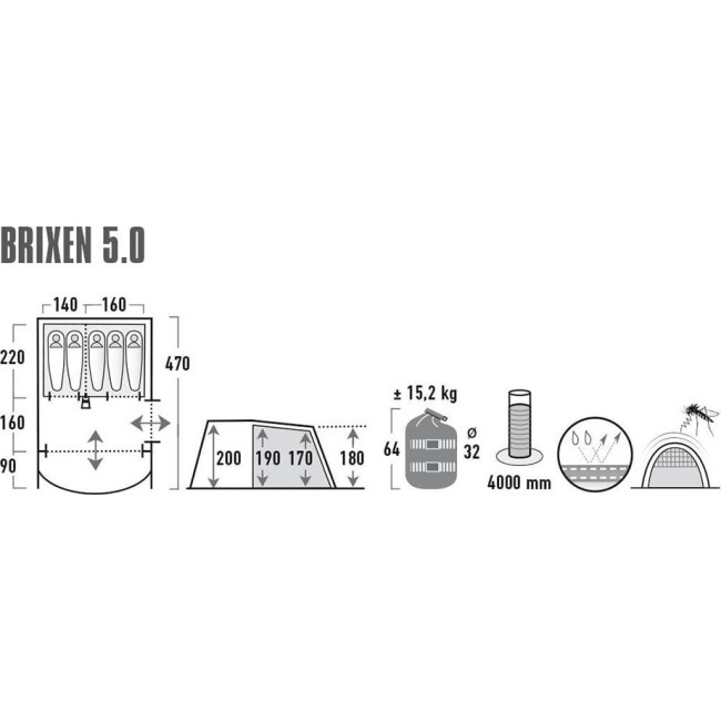Туристическая палатка High Peak Brixen 5