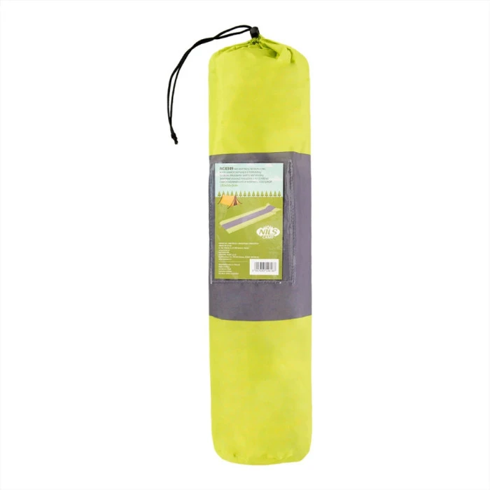 Самонадувний килимок з подушкою NILS CAMP NC4349, 193 х 58 х 3 см, зелено-сірий