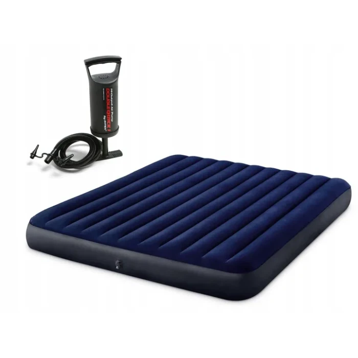 Матрас надувной INTEX 64755 с насосом 203 x 183 x 25 см, синий