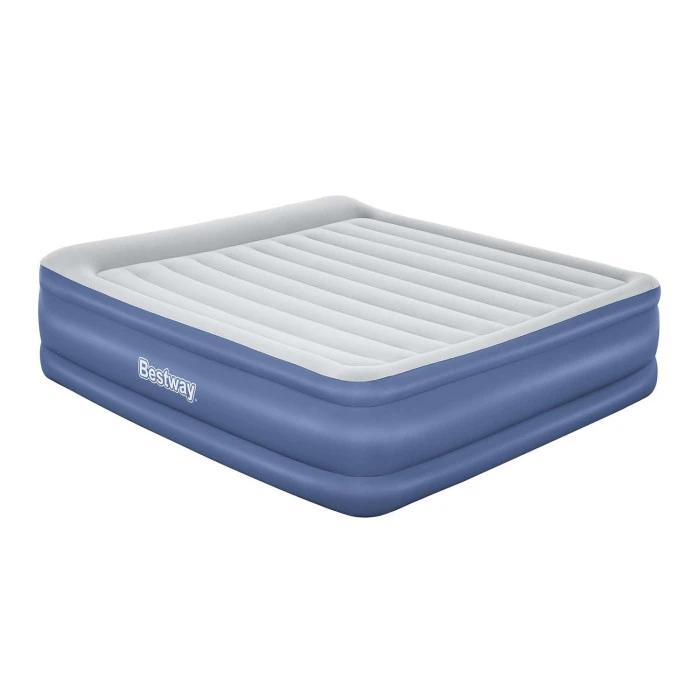 Надувной матрас Bestway 67692 со встроенным электронасосом 203x193 см, сине-серый.