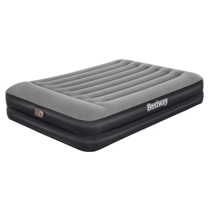 Матрац надувний Bestway 67403 з вбудованим насосом 203x152 см, чорно-сірий