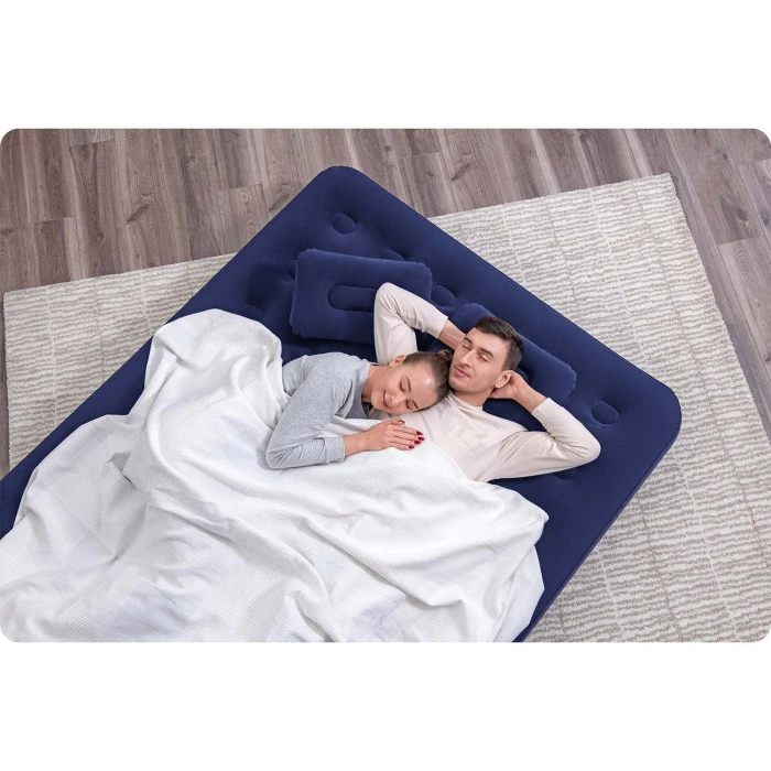 Надувной матрас Bestway 67374 с насосом 203 x 152 см, синий.