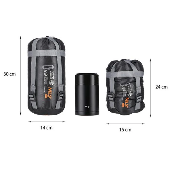 Спальный мешок ультра легкий 710г NILS CAMP NC1705 серый