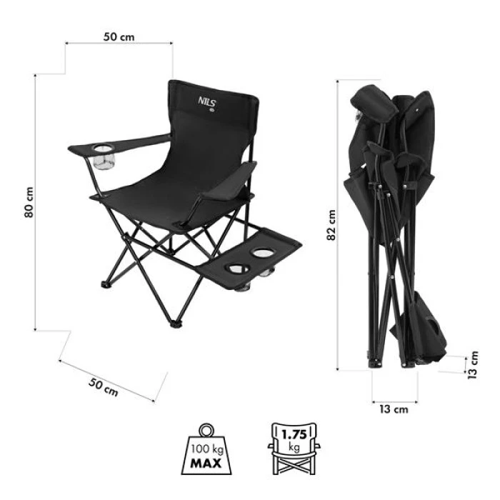 Кресло для кемпинга NILS CAMP NC3301, черное