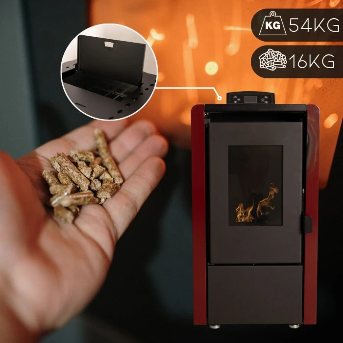 Пелетна піч-камін Thunder Leyla Red 6,3 кВт