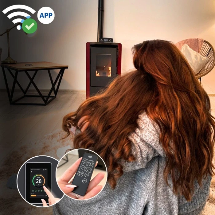 Пелетна піч-камін Thunder Leyla Red 6,3 кВт