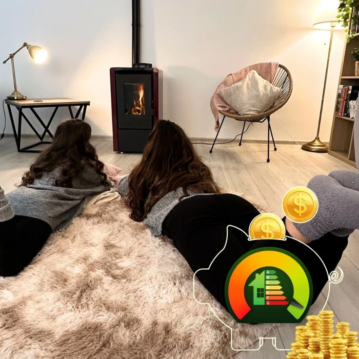 Пелетна піч-камін Thunder Leyla Red 6,3 кВт