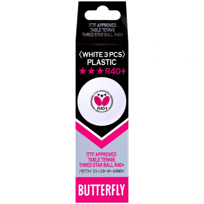 М'ячі для настільного тенісу BUTTERFLY 3 шт, білі