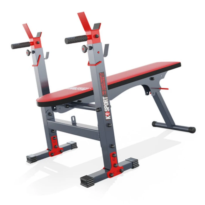 Скамейка для жима со стойками + штанга с гантелями 95 кг K-Sport KSSL110