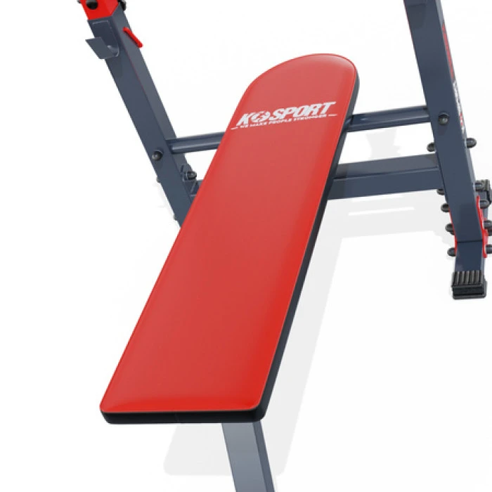 Скамейка для жима со стойками + штанга с гантелями 95 кг K-Sport KSSL110