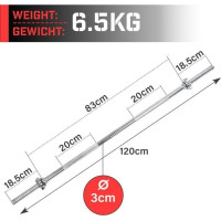 Гриф для гантелей хромований 120 см + зірчаста Physionics