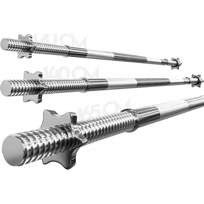 Гриф для гантелей хромированный 120 см + звездчатая Physionics