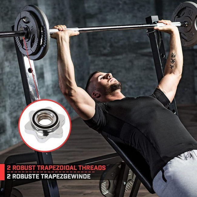 Гриф для гантелей хромированный 120 см + звездчатая Physionics