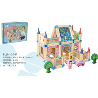 Дерев'яні конструктори для дітей 3+ Барвистий набір з 128 ел. для будівництва будинку