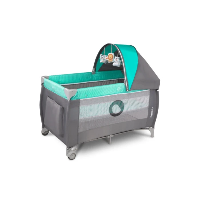 Ліжечко-манеж Lionelo SVEN PLUS TURQUOISE / GREY