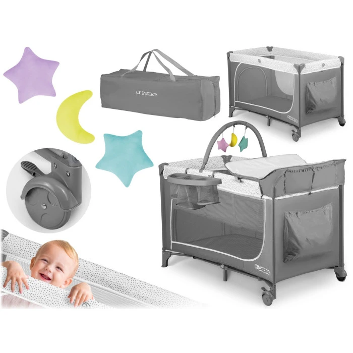 Ліжечко дитяче туристичне Ricokids 125x65x78 см сіре