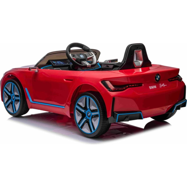 Детская аккумуляторная машинка BMW i4 для детей Красная