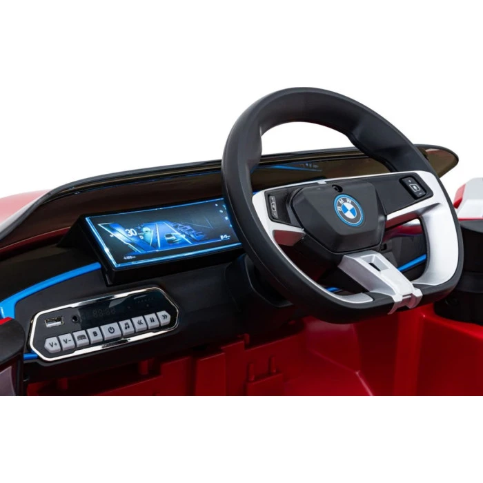 Детская аккумуляторная машинка BMW i4 для детей Красная
