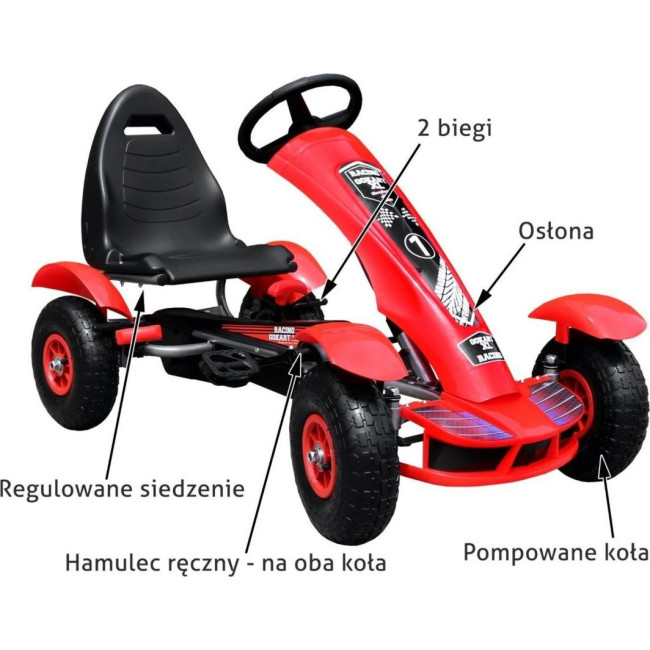 Дитячий педальний картинг Racing XL 3+ Червоний