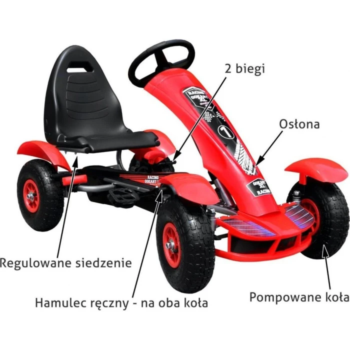 Дитячий педальний картинг Racing XL 3+ Червоний