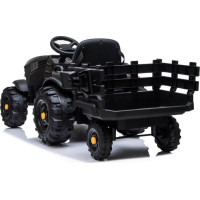 Дитячий акумуляторний трактор, титановий із причепом Чорний