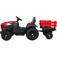 Дитячий акумуляторний трактор, титановий із причепом Червоний