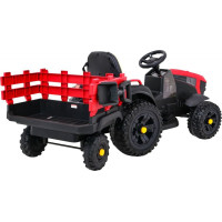 Дитячий акумуляторний трактор, титановий із причепом Червоний