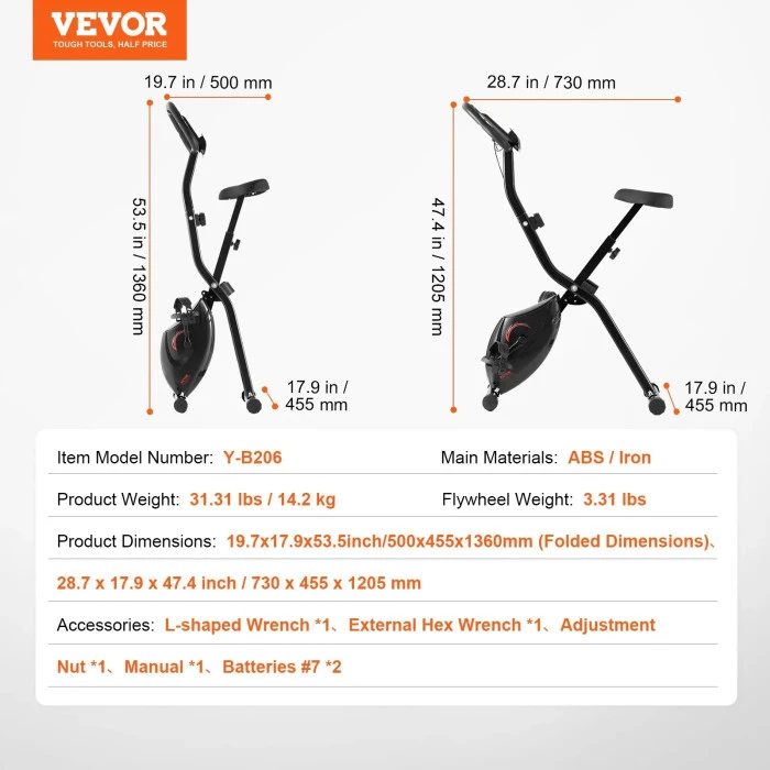 Велотренажер магнитный VEVOR Y-B206, черный