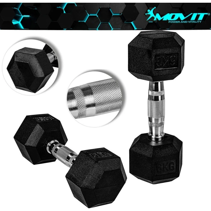 Гантели Movit прорезиненные 2 х 6 кг.