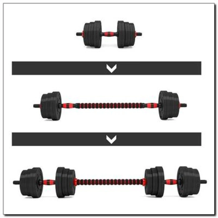 Набір штанга+гантелі HMS SGP20 - 20 кг, чорно-червоний 
