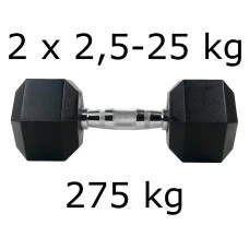 Гантели UnderFit прорезиненные Hex 2 х 2,5-25 кг (275 кг)
