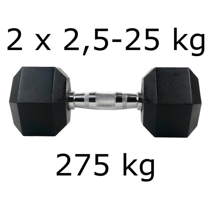 Гантели UnderFit прорезиненные Hex 2 х 2,5-25 кг (275 кг)