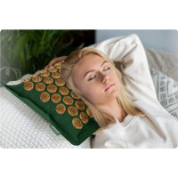 Акупунктурный коврик с подушкой зелено-золотистый NS-902