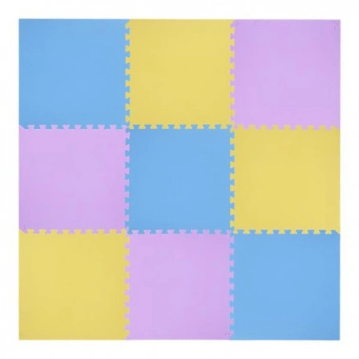 Коврик-пазл защитный MP10 ONE FITNESS – 9 частей/фиолетово-желто-голубой