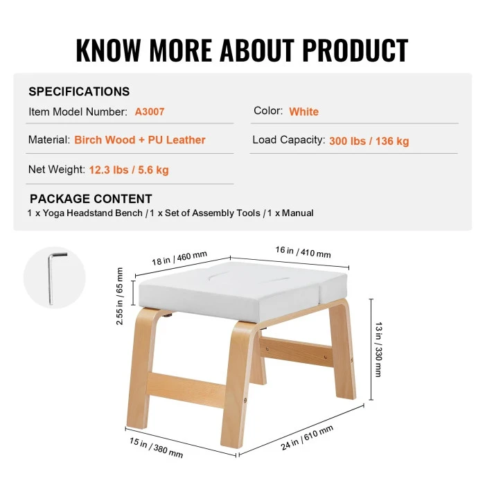 Лавка для йоги VEVOR А3007, біла
