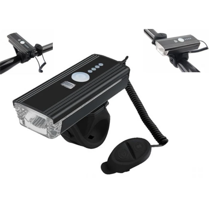 Ліхтар Передній /Акумулятор/ USB Ліхтарик 300lm 1200mAh FL-1625 /Звуковий Сигнал, Датчик сутінків