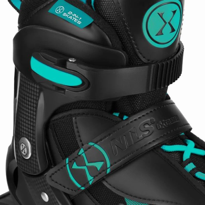 Роликові ковзани 2в1 NILS EXTREME NH382 розмір S 32-35, чорно-зелені